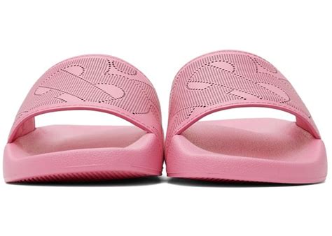 Burberry Perforated Monogram Slides Bubblegum Pink Leather 